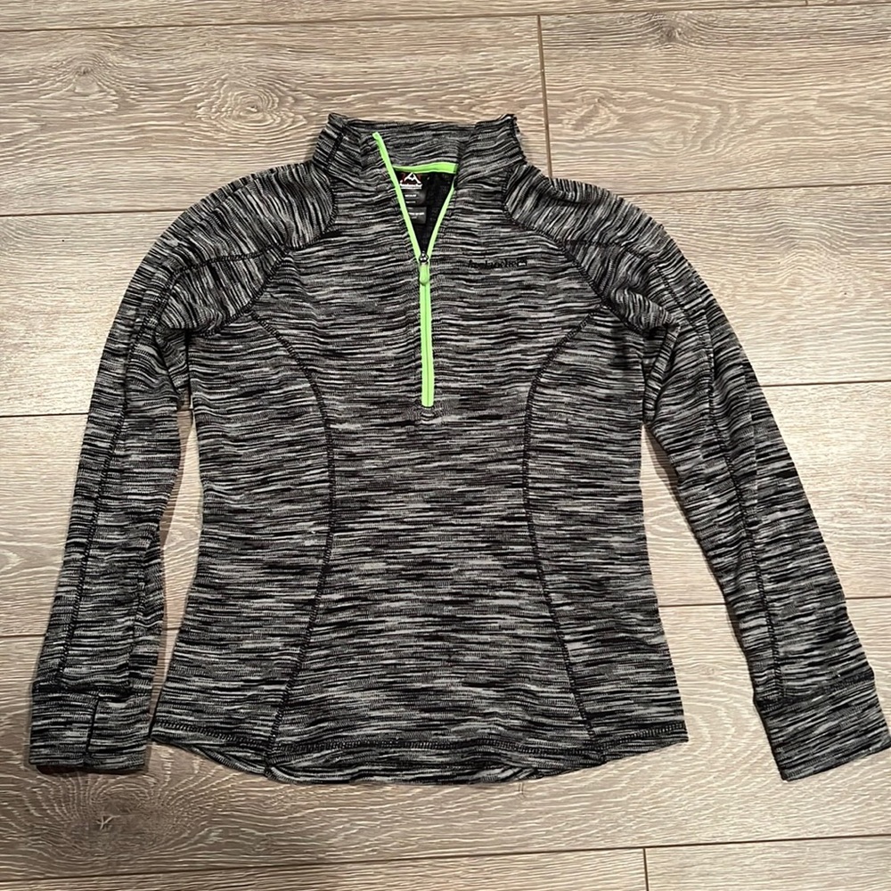 Women’s Avalanche 1/4 Zip Thermal Layer, Grey/Black, neon green Zipper, Medium